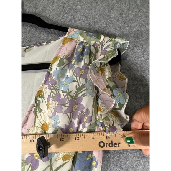 Aura Dress Women Small Short Sleeve Tiered Floral‎ V Neck Boho Feminine Relax - Picture 5 of 9